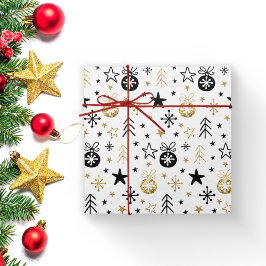 Guld Glitter - jultomte med Boll Presentpapper