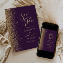 Guld Glitter Kant Mörklila Spara Datum