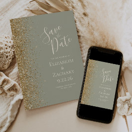 Guld Glitter Kant Sagegrön Spara Datum Meddelande