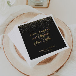 Guld Glitter Kärlek Latter och Lyckligt Alltid Eft Pappersservett