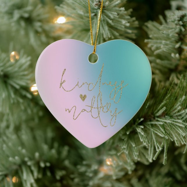 Guld Glitter Kindness Matters Tie Dye Julgransprydnad Keramik (Träd)