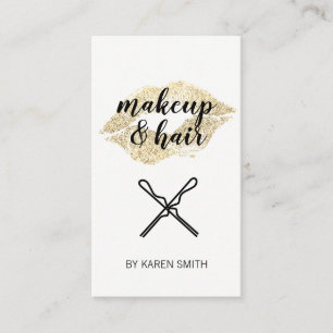 Guld Glitter Kiss/Makeup och Hair Visitkort