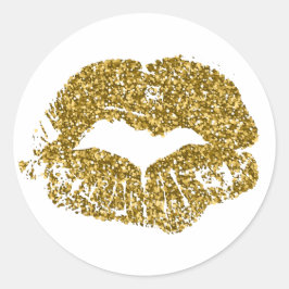 Guld Glitter Kisses Runt Klistermärke