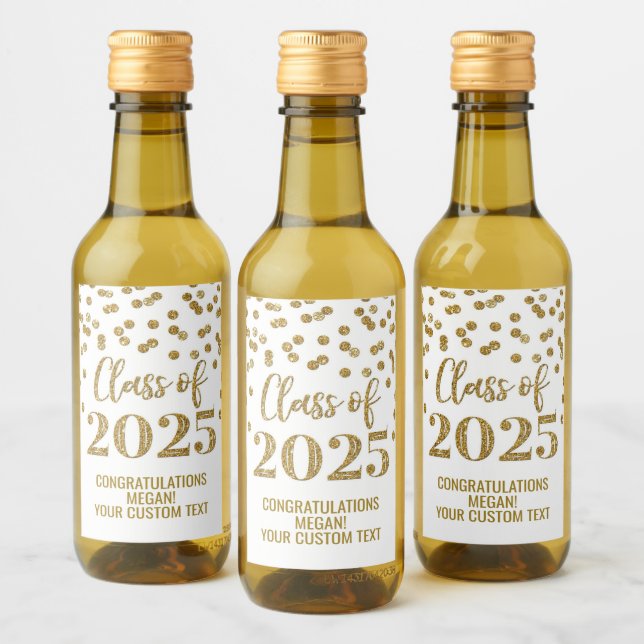 Guld Glitter-klass 2025 Studenten Vinetikett (Flaskor)
