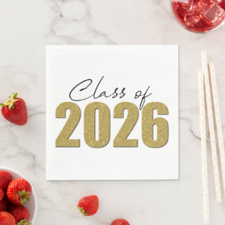 Guld Glitter Klass 2026 Pappersservett