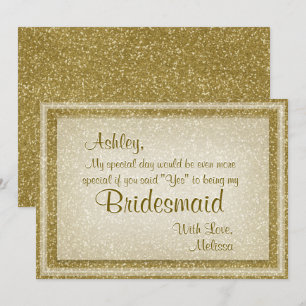 Guld Glitter kommer att bli min bridesmaid Inbjudningar