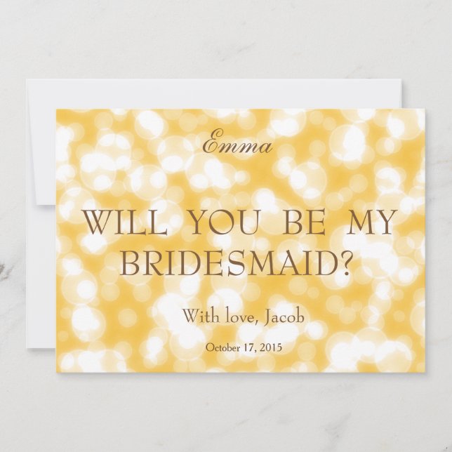 Guld Glitter kommer att bli min bridesmaid Inbjudningar (Framsida)