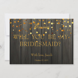 Guld Glitter kommer du att bli min bridesmaid-trät Inbjudningar