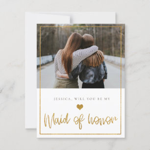 Guld glitter kommer du att bli mitt Maid of honor- Spara Datumet