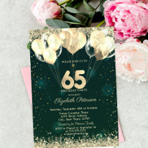 Guld Glitter Konfetti Ballonger Grön 65-årsdag