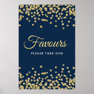 Guld Glitter, konfetti-bröllopet gynnar flottan Poster