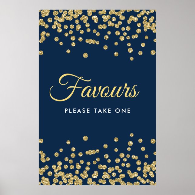Guld Glitter, konfetti-bröllopet gynnar flottan Poster (Framsidan)