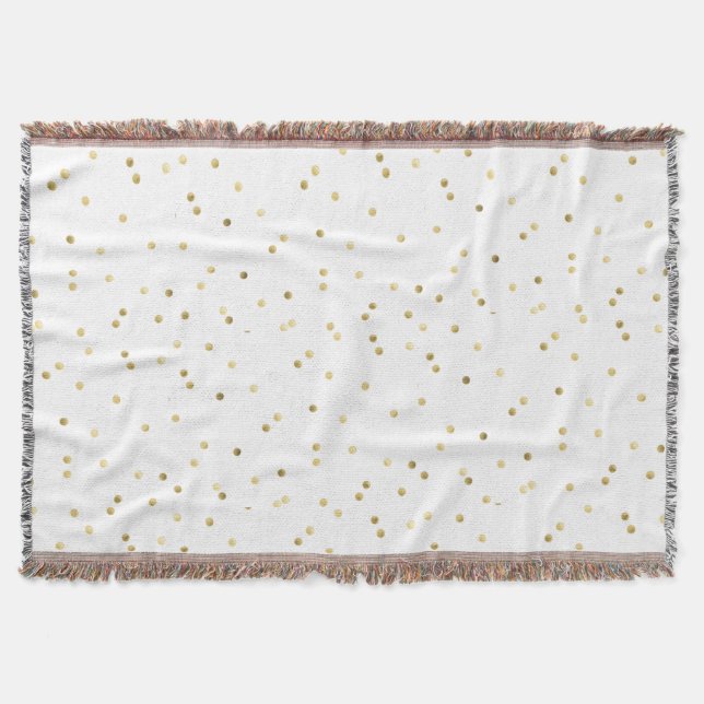 Guld Glitter Konfetti Dot Polka Nagel Throw Blanke Mysfilt (Framsidan)