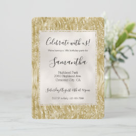 Guld Glitter Konfetti Glittrig Zebraprint Inbjudningar