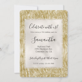 Guld Glitter Konfetti Glittrig Zebraprint Inbjudningar