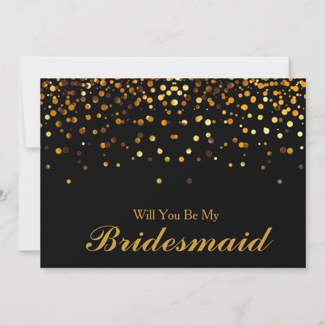 Guld Glitter-konfetti Kommer du att bli min Brides Inbjudningar (Framsida)