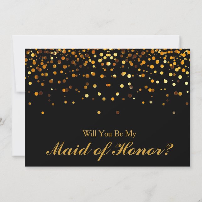 Guld Glitter Konfetti Maid of honor Inbjudningar (Framsida)