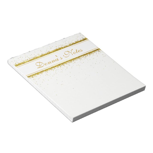 Guld Glitter Konfetti Namn - Anteckningsblock (Vinklad)