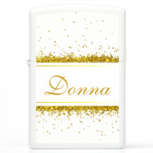 Guld Glitter Konfetti Namn - Zippo Lighter