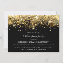 Guld Glitter Konfetti och Ljus | Överraskad Party Inbjudningar