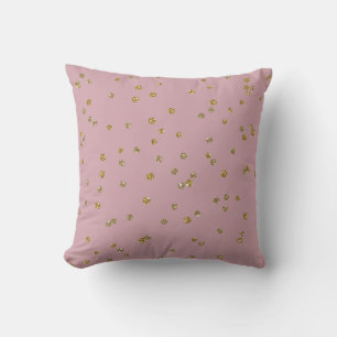 Guld Glitter Konfetti och Rosa Dekorativ kudde