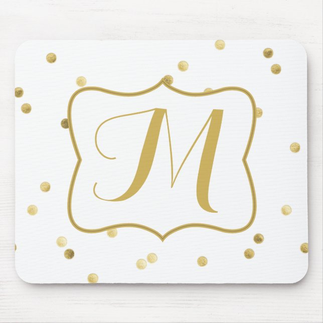 Guld Glitter Konfetti-potka, monogram musslad Musmatta (Framsidan)