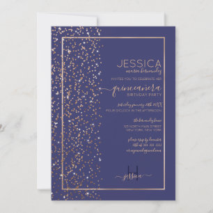 Guld Glitter Konfetti Side Quinceañera Inbjudningar