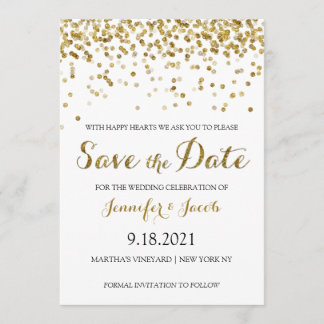 Guld Glitter-konfetti sparar datuminbjudan Spara Datumet