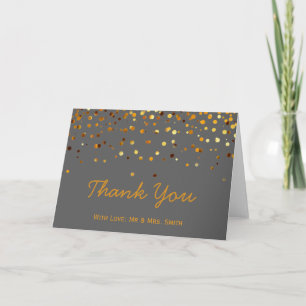 Guld Glitter Konfetti Sparkles Grått Tack Kort