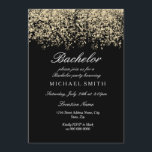 Guld Glitter Konfetti Svart Sällgubbens Party Inbjudningar<br><div class="desc">Guld Glitter Konfetti Svart Sällskapsfest för Herrar</div>