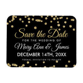 Guld Glitter Konfetti Svarta Bröllop spara datum Magnet