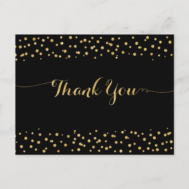 Guld Glitter Konfetti Tack Vykort (Framsida)