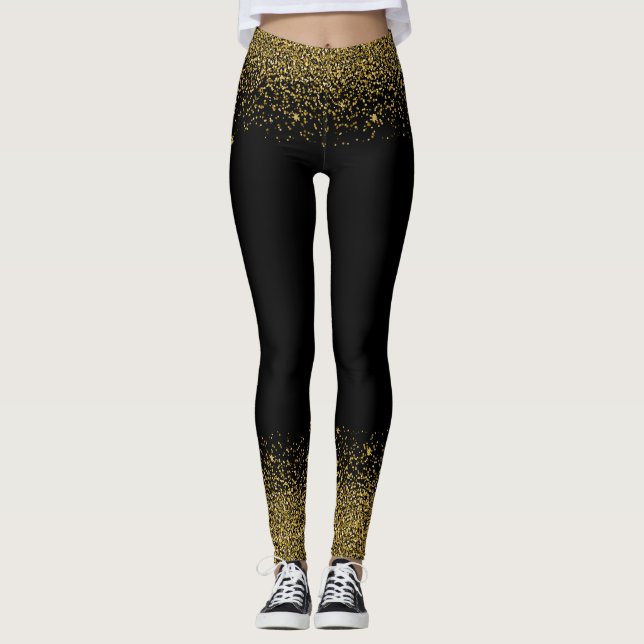 Guld Glitter konfetti-utglassning Leggings (Framsida)
