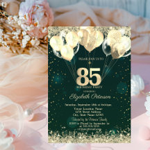 Guld Glitter Konfettiballonger Gröna 85-årsdag