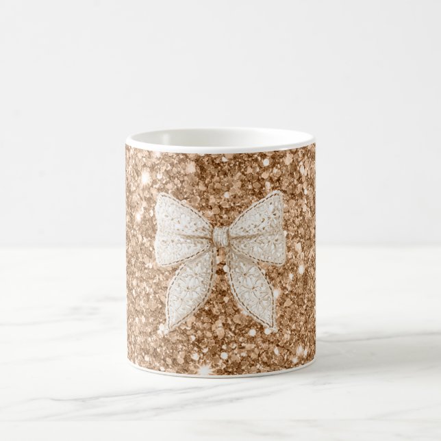 Guld Glitter Kräm Falskt Spetsig Slinga Kaffemugg (Center)