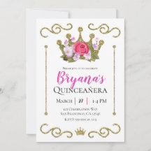 Guld Glitter Krona Blommig Foto Quinceñera-fest
