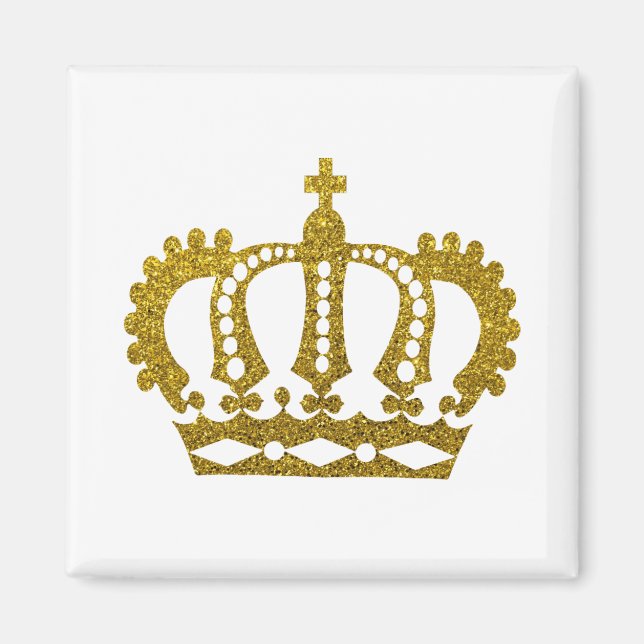 Guld Glitter Krona Magnet (Framsidan)