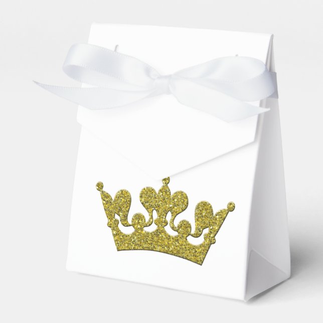 Guld Glitter Krona Princess Royal Party Boxes Presentaskar (Framsidan Sidan)