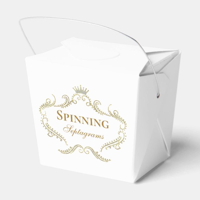 Guld Glitter Krona Ram Vit bakgrund Presentaskar (Baksidan Sidan)