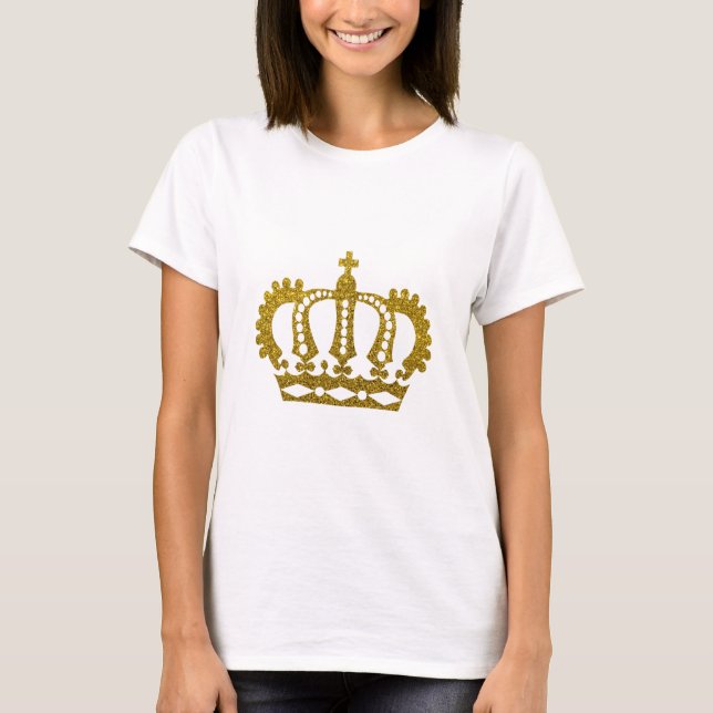 Guld Glitter Krona T Shirt (Framsida)