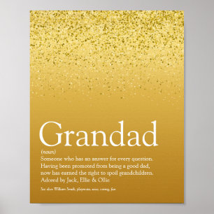Guld Glitter Kul Farfar Morfar Pappa Definition Poster