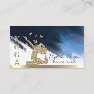 Guld Glitter Kvinnor Silhuett, Yoga Penseldrag Visitkort