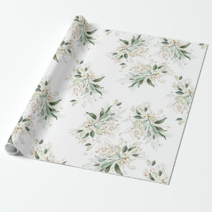 Guld Glitter Lämnar Greenery Elegant Dreamy Presentpapper