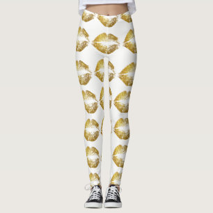 Guld Glitter Läppar #2 Leggings