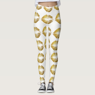 Guld Glitter Läppar #2 Leggings