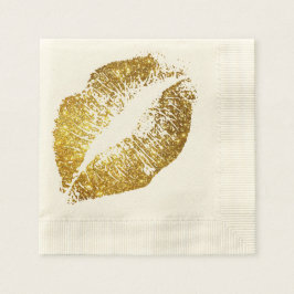 Guld Glitter Läppar #5 Pappersservett
