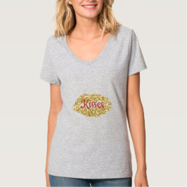 Guld Glitter Läppar Flirty Kiss T Shirt
