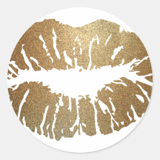 Guld glitter läppar, lyxen stil runt klistermärke