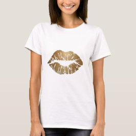 Guld glitter läppar, lyxen stil t-shirt