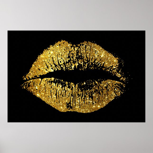 Guld Glitter Läppar Poster (Framsidan)